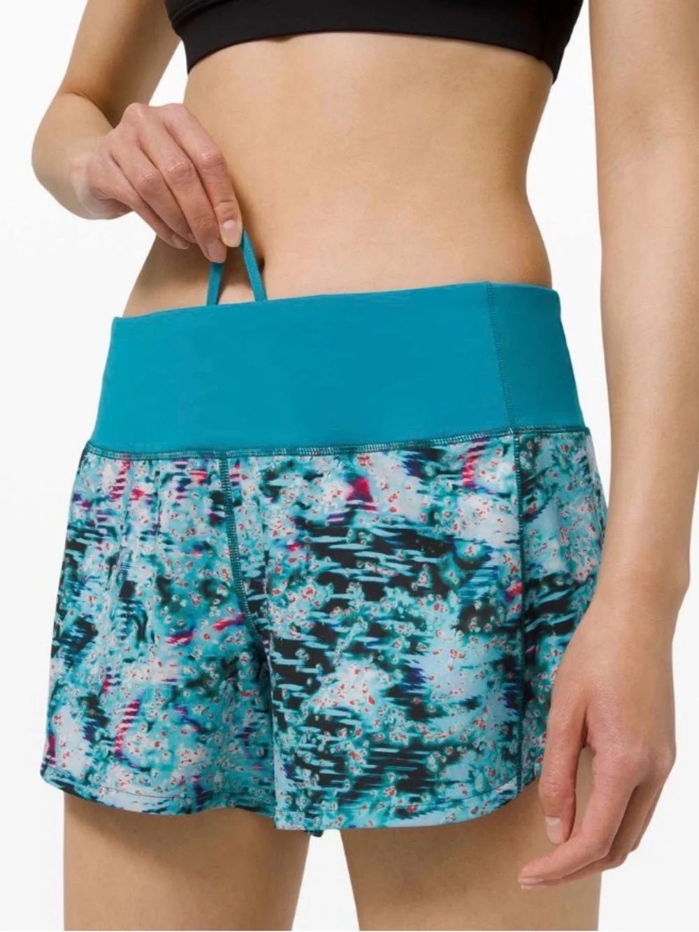 Lululemon Speed Up Short Long *4" Updated Fit Quick Start Multi / Hawaiian Blue
